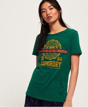 Superdry Heritage Crest Tape Női Pólók MélyZöld | JYLNH1284